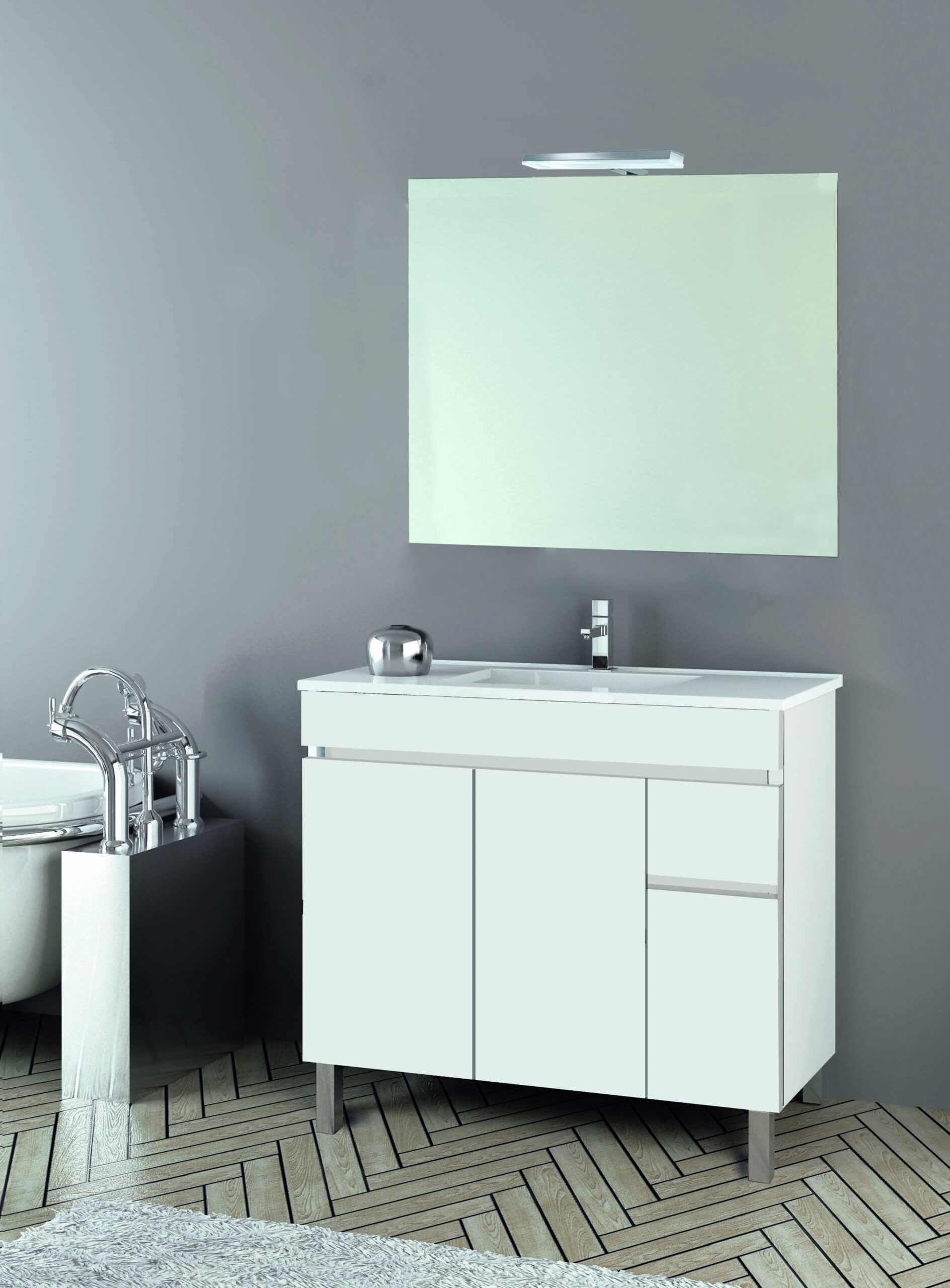 Mueble De Baño Con Patas Aqua Blanco Y Roble Gold (Lavabo Opcional)  82x92x50 Cm